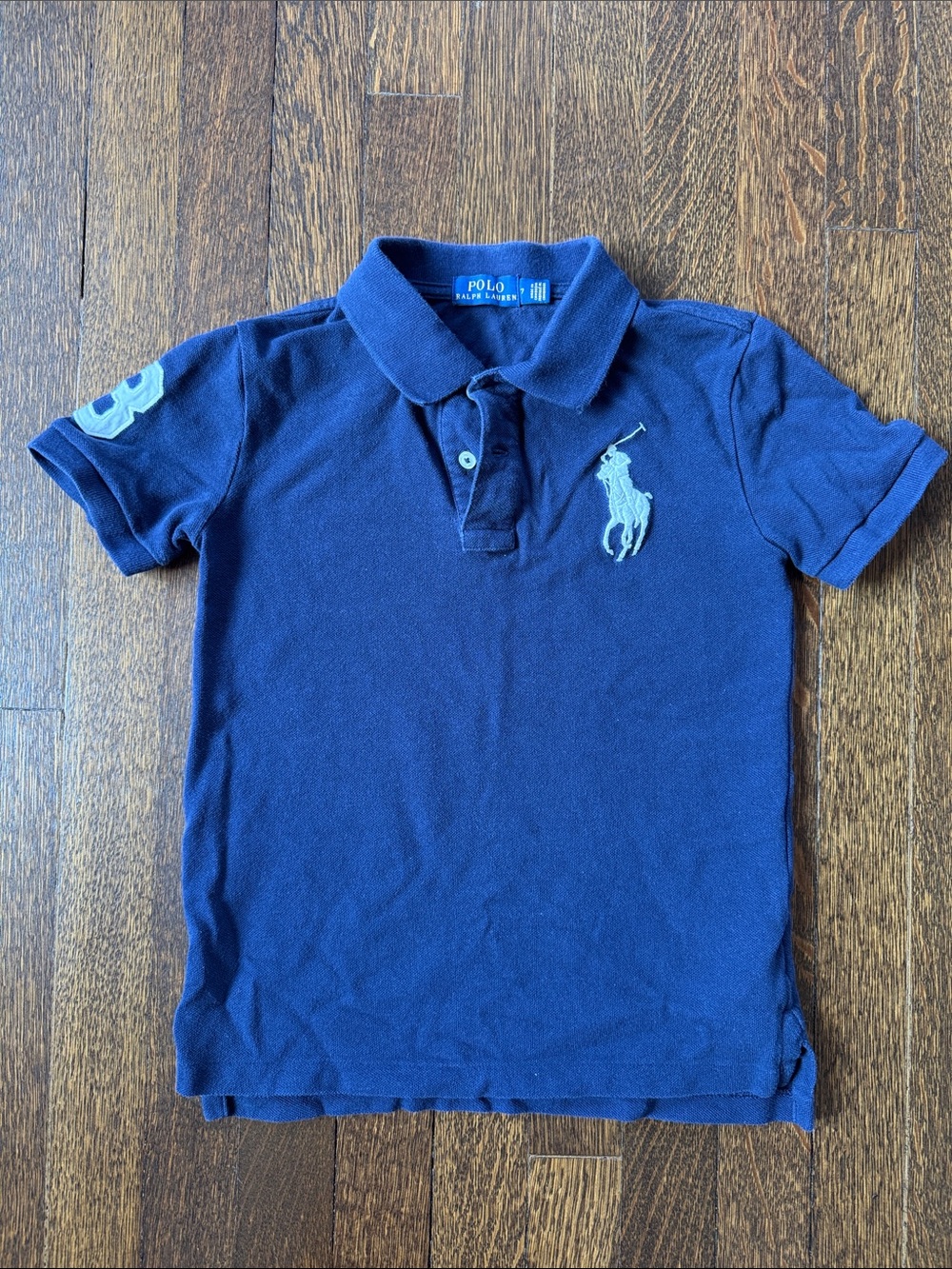 Polo by Ralph Lauren Navy Short Sleeve Boys Polo with Light Blue Pony
